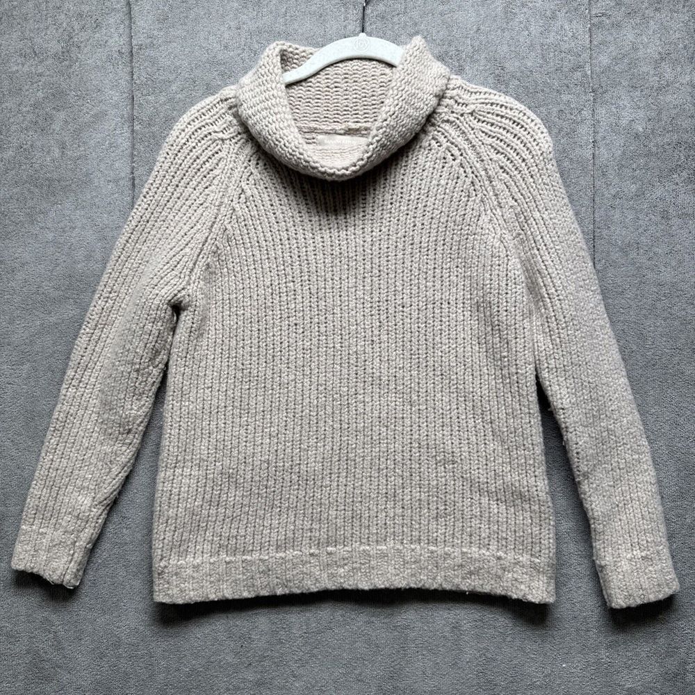 Banana Republic Turtleneck Sweater Medium Moss Cozy Merino Wool Cream Beige